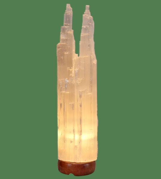 Selenite Lamp Twin Large White 16"